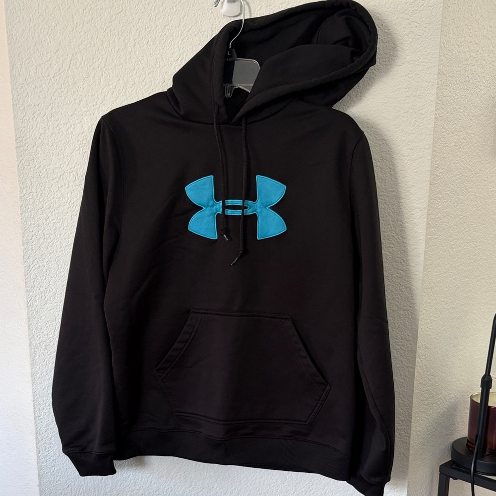 Under Armour Black Hoodie with Vibrant Blue Emblem